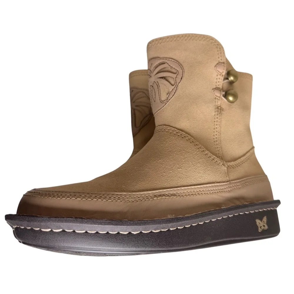 Alegria Aspen Beige Suede Shearling Butterfly Boots EU 40